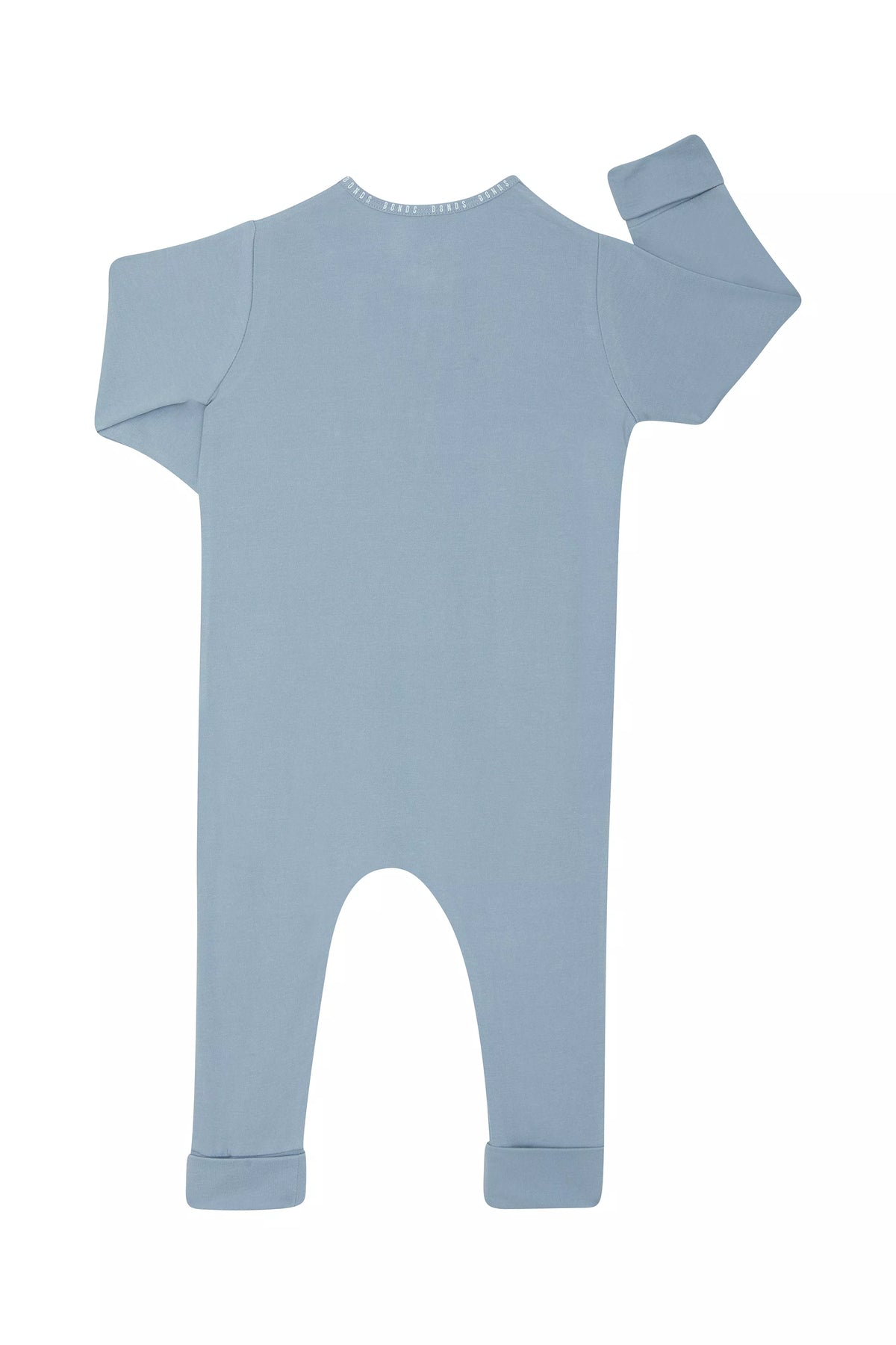 Bonds WonderGrow Zip Wondersuit bamboo baby sleepsuit in Solstice blue. Back view.