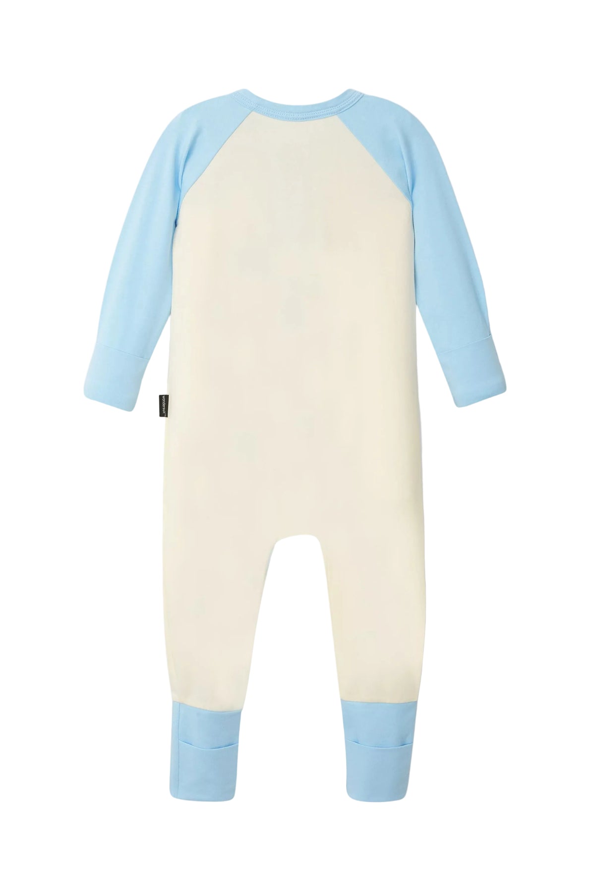 Bonds Everyday Value Zip Wondersuit baby sleepsuit in Levitating Airborne blue and cream. Back view.