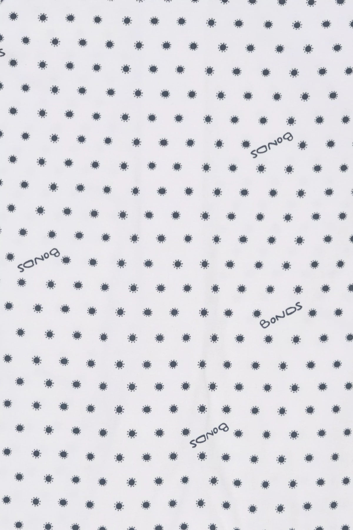 Bonds WonderCool Zip Wondersuit baby sleepsuit in Sunshine Baby black sun print. Close up.