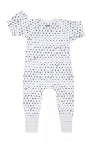 Bonds WonderCool Zip Wondersuit baby sleepsuit in Sunshine Baby black sun print. Back view.