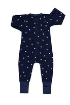 Bonds Poodlette Zip Wondersuit baby sleepsuit in Star Shine Navy star print. Back view.