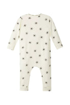 Bonds WonderGrow Zip Wondersuit bamboo baby sleepsuit in cream with black Sparkling Hearts. Back view.
