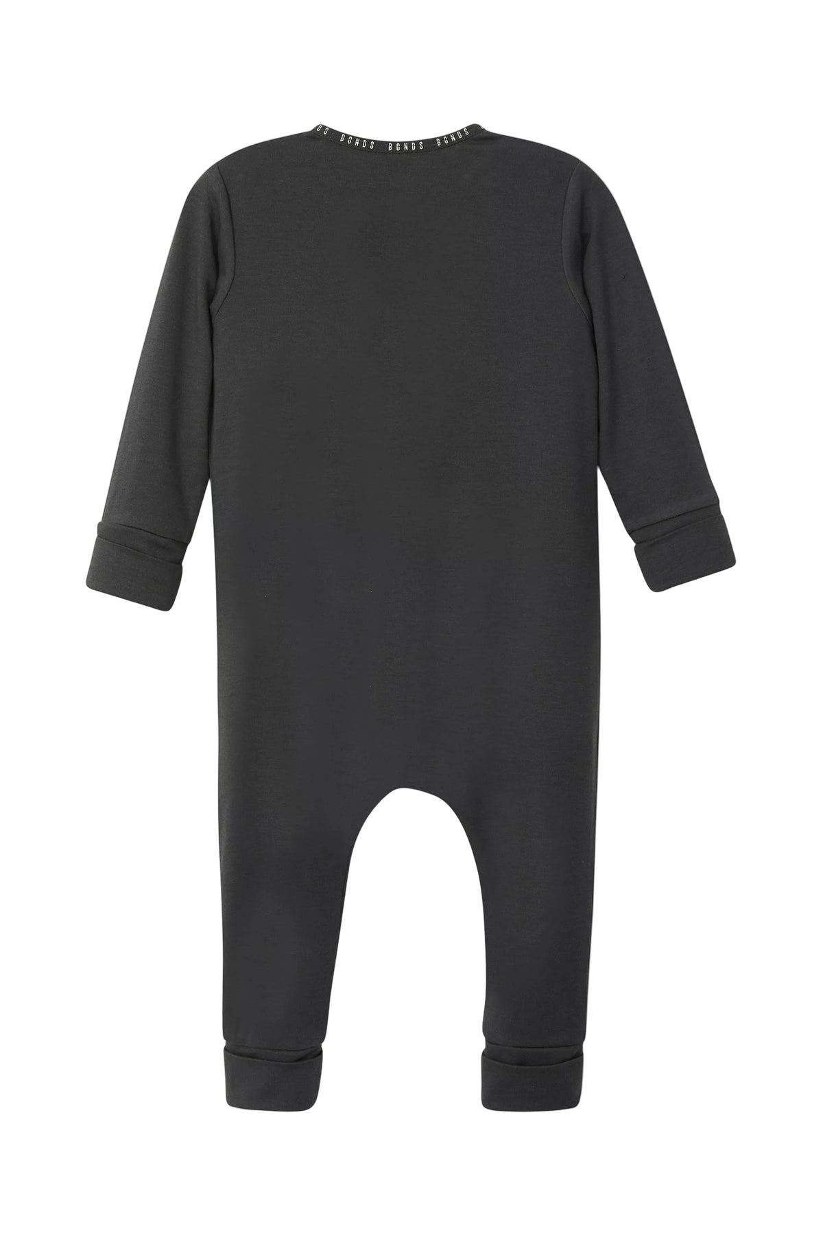 Bonds WonderGrow Zip Wondersuit bamboo baby sleepsuit in La Femme Nikita black. Back view.