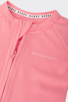 Bonds Everyday Value Zip Wondersuit baby sleepsuit in Island Punch salmon pink. Close up two-way zip.