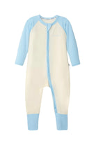 Bonds Everyday Value Zip Wondersuit baby sleepsuit in Levitating Airborne blue and cream. Front view.