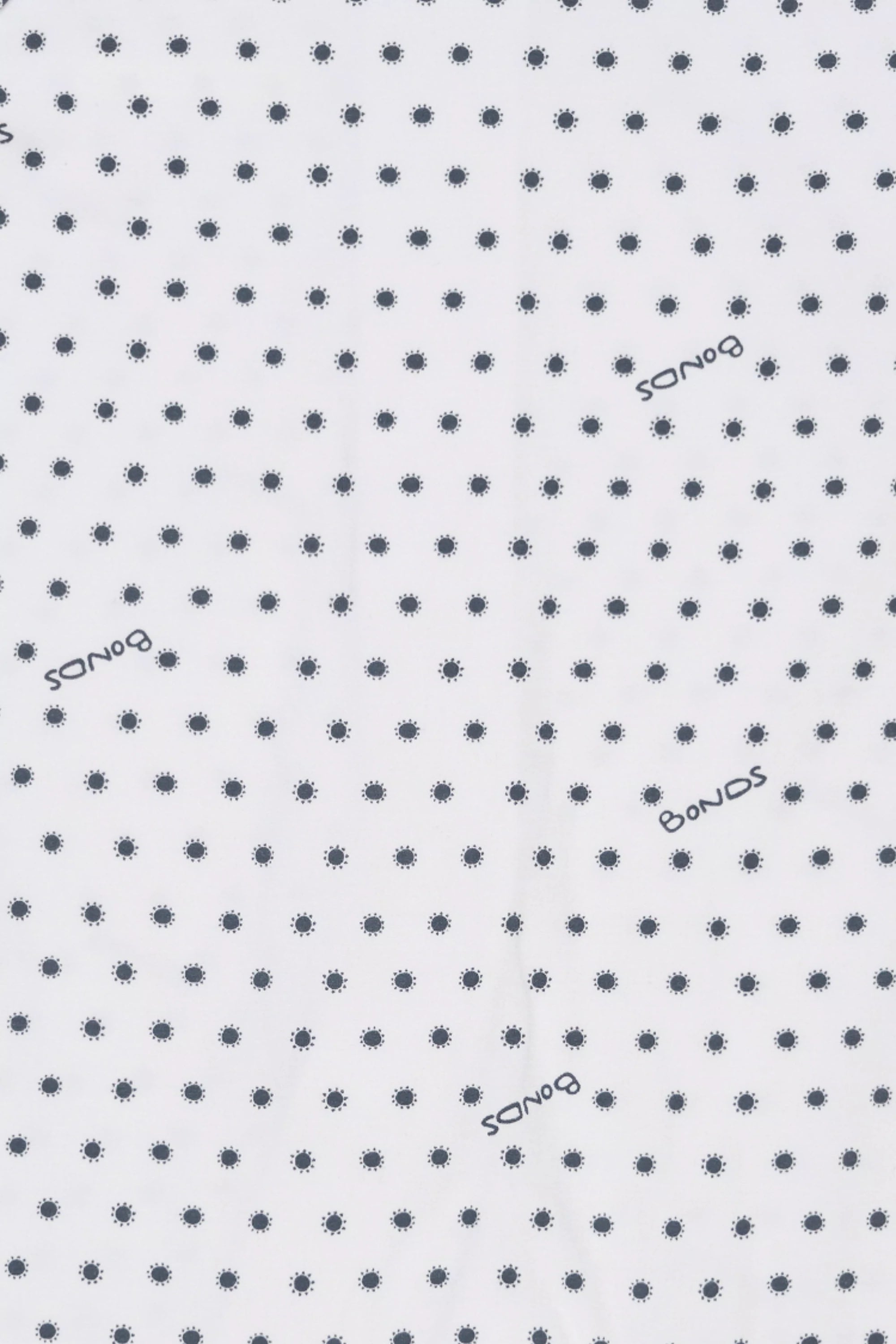 Bonds WonderCool Zip Wondersuit baby sleepsuit in Sunshine Baby black sun print. Close up.