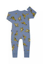Bonds Zip Wondersuit baby sleepsuit in Tiger Dance Party blue animal print. Back view.
