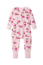 Bonds Zip Wondersuit baby sleepsuit in Frida Flamingo pink flamingo animal print. Back view.
