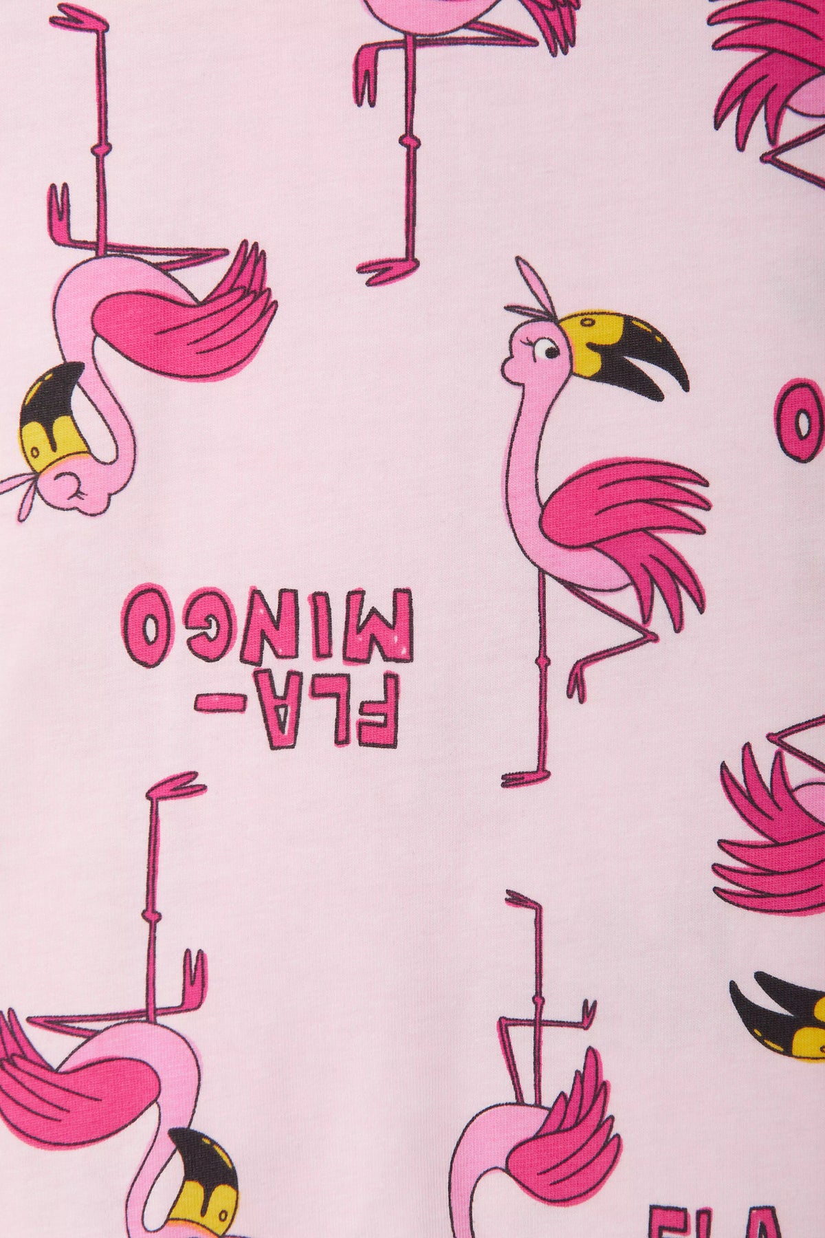 Bonds Zip Wondersuit baby sleepsuit in Frida Flamingo pink flamingo animal print. Close up.
