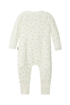 Bonds Poodlette Zip Wondersuit baby sleepsuit in Ditsy Dot Green polka dot print. Back view.