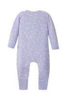 Bonds Poodlette Zip Wondersuit baby sleepsuit in Ditsy Dot Purple polka dot print. Back view.