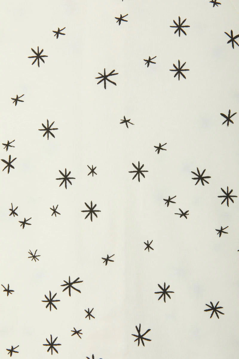 Bonds WonderFresh Short Leg Wondersuit baby onesie in Crayon Star cream print. Close up.