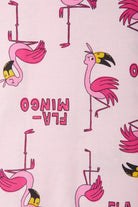 Bonds Zip Wondersuit baby sleepsuit in Frida Flamingo pink flamingo animal print. Close up.