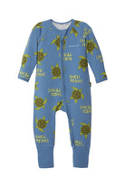 Bonds Zip Wondersuit baby sleepsuit in Shell Yeah blue turtle print. Front view.
