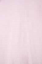 Bonds Zip Wondersuit baby sleepsuit in Ballet Pink and white stripe. Close up.